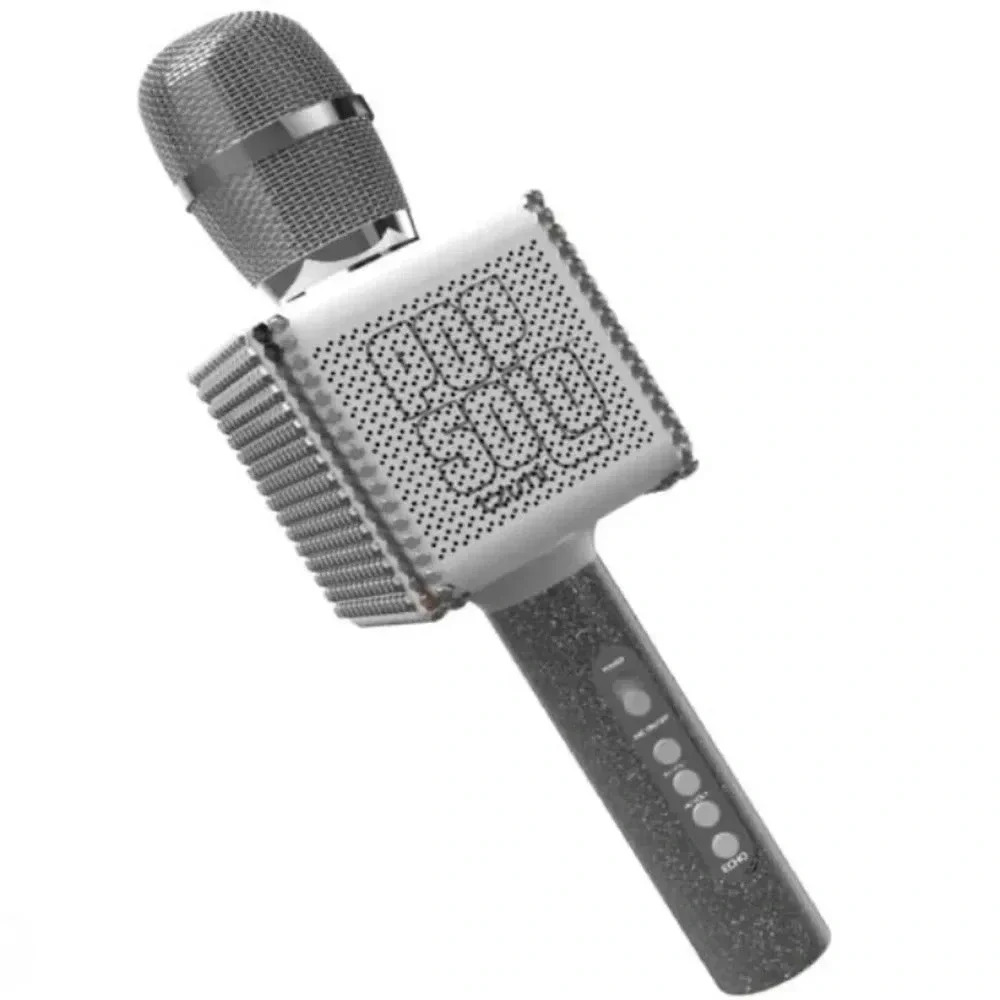 Tzumi PopSolo Bling Karaoke Microphone Silver Gem Edition Phone Holder